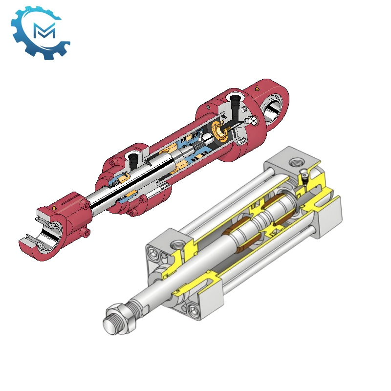 Mitkä ovat erot hydraulisten sylinterien ja pneumaattisten sylinterien välillä?